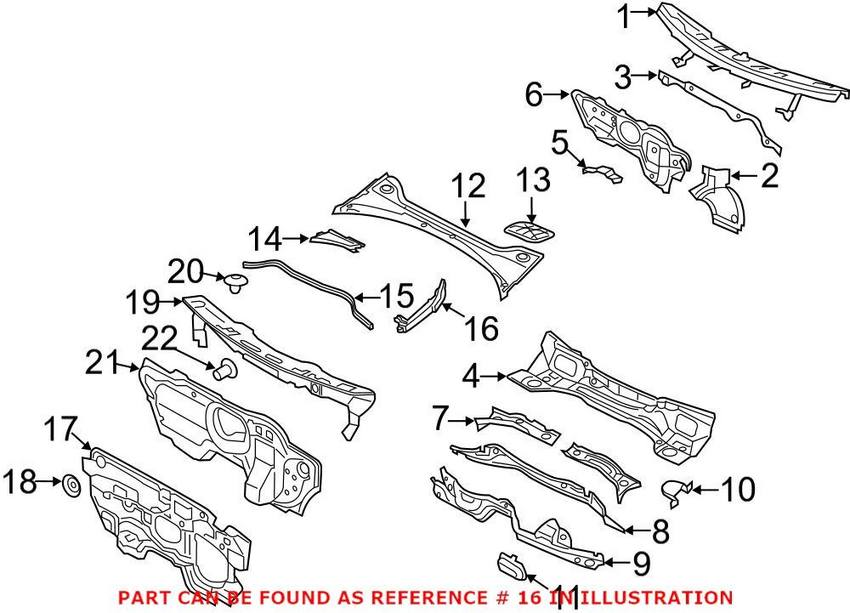 Audi Cowl Seal - Driver Side 8U0821169